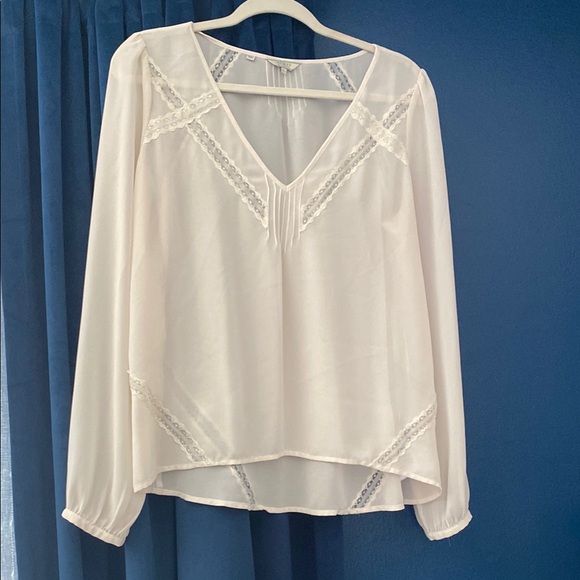 Guess Cream Lace Accent Blouse - Picture 1 of 6